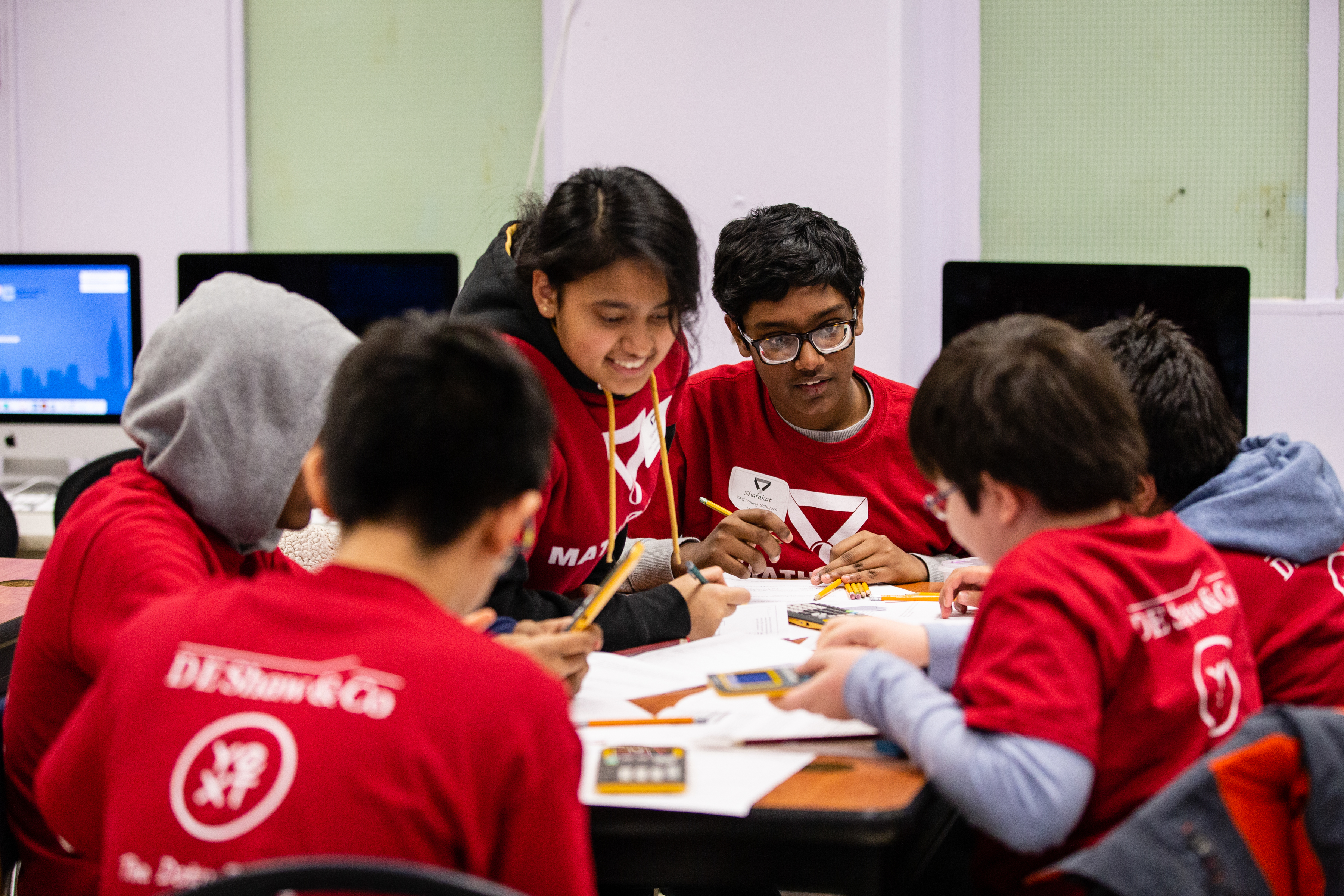 a group of students working