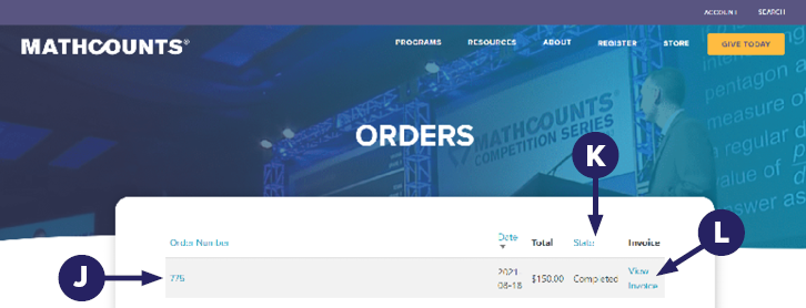 a screenshot of a orders and invoices webpage
