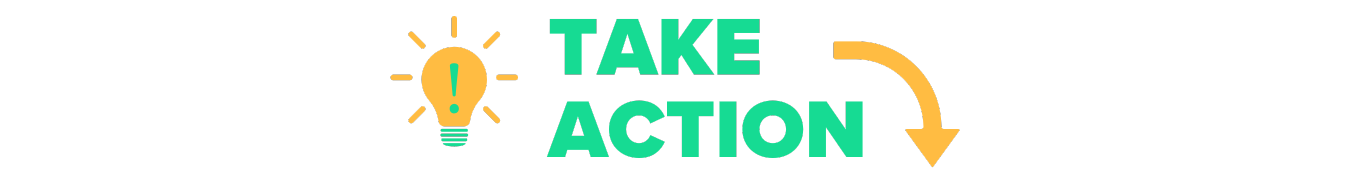 lightbulb and the words take action