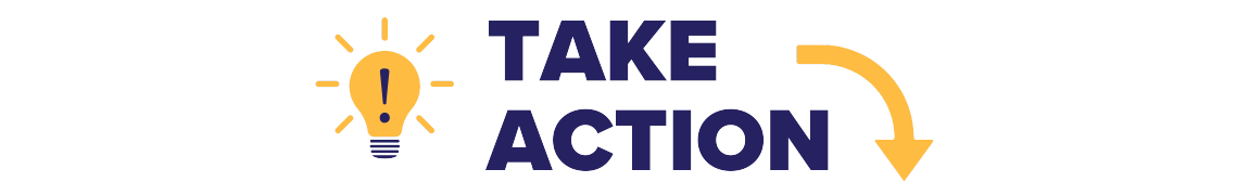 lightbulb and the words take action